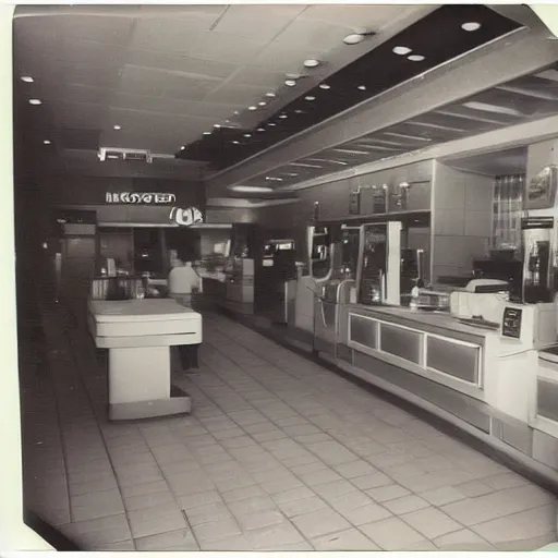 Image similar to 2009 photo taken on a Polaroid camera of the interior of a McDonald’s