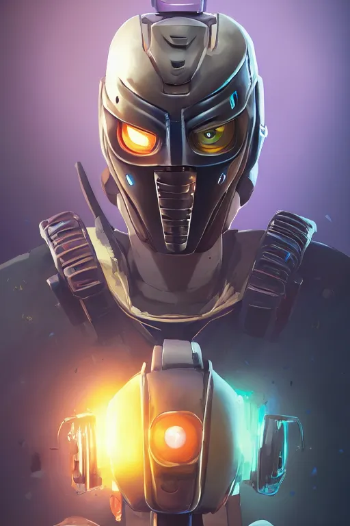 Image similar to epic mask helmet robot ninja portrait stylized as fornite style game design fanart by concept artist gervasio canda, behance hd by jesper ejsing, by rhads, makoto shinkai and lois van baarle, ilya kuvshinov, rossdraws global illumination radiating a glowing aura global illumination ray tracing hdr render in unreal engine 5