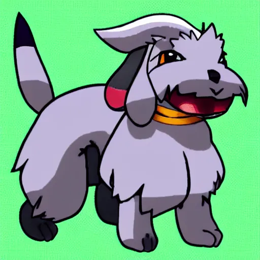 Image similar to pokemon that looks like a schnauzer in pokemon style