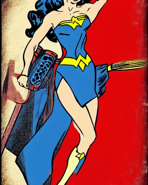 Image similar to taylor swift as wonder woman with a microphone in her hand as her weapon drawn in a 1 9 5 0 s cartoon on a saturday morning style, hugh quality, very well proportioned silhouette