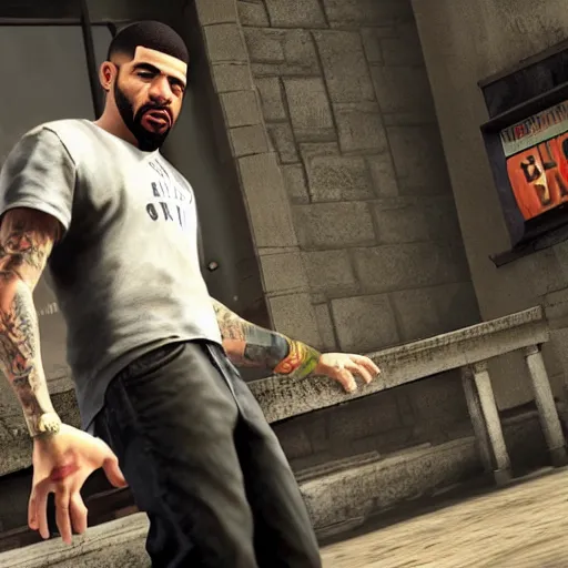 Image similar to drake in bully, rockstar games, gameplay, rapper,