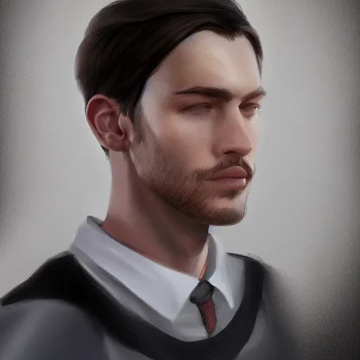 Image similar to a portrait of a handsome young man, highly detailed, digital painting, trending on artstation