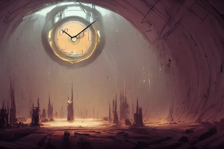 Prompt: imprisoned souls in a psycho opera, hypnotized by a crazily unanimously in - tuned spiritual clock, illustrated by greg rutkowski and eddie mendoza, cgsociety contest winner, artstation hd, artstation hq, best of artstation, digital artwork, 4 k, 8 k, ( ( ( ( neon ) ) ) ), vibrating with radiance