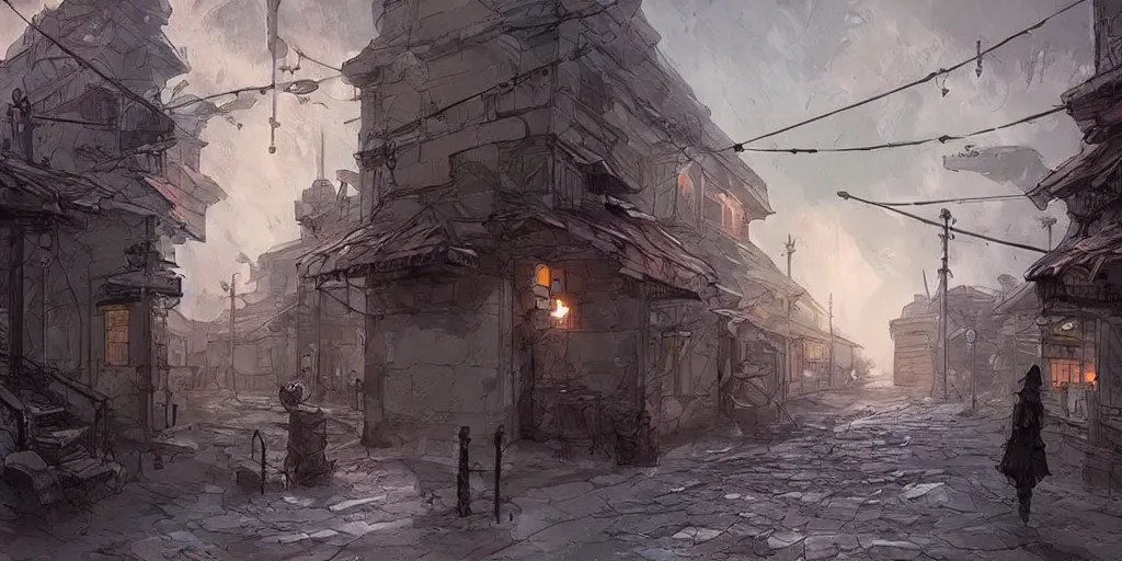 Prompt: concept art of a bus stop with walls for the far north in style of marc simonetti, intricate, highly detailed