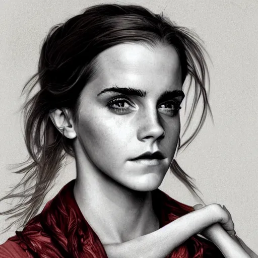 Image similar to Very funny Emma Watson looking like a monkey, colorful painting on grey scale face, powerful , magic, thunders, dramatic lighting, intricate, wild, highly detailed, digital painting, artstation, concept art, smooth, sharp focus, illustration, art by artgerm and greg rutkowski and alphonse mucha, footage