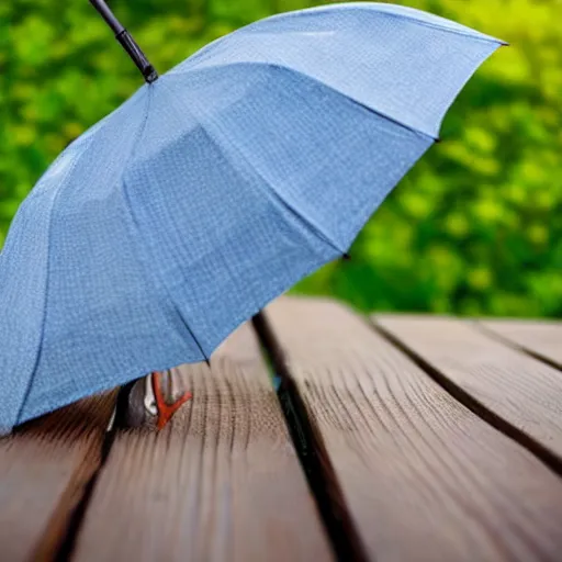 Image similar to a wooden!!!!! umbrella leaning against your knee!!!!!!!!, raining, photo