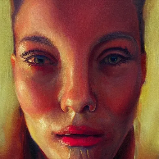 Image similar to a portrait of an intensely lit spiraling stretched face, red, oil painting, pale colors, high detail, 8 k, wide angle, trending on artstation,