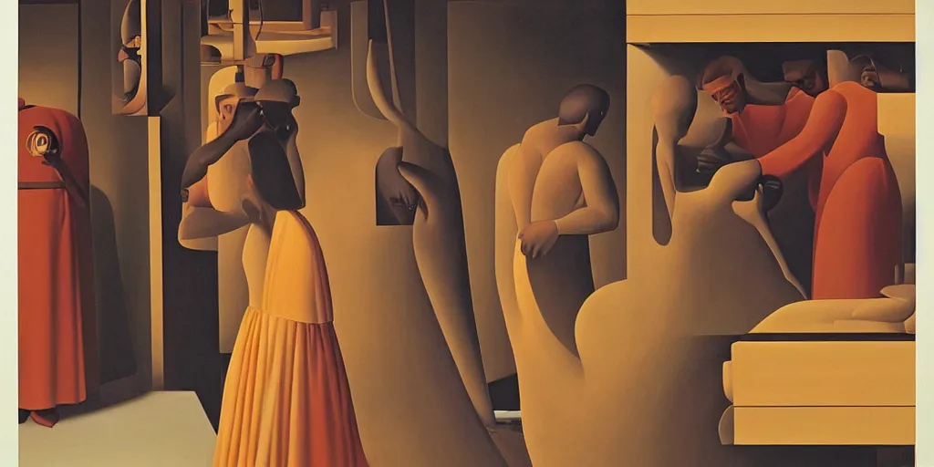 Image similar to science - fiction poster, oil painting by george tooker