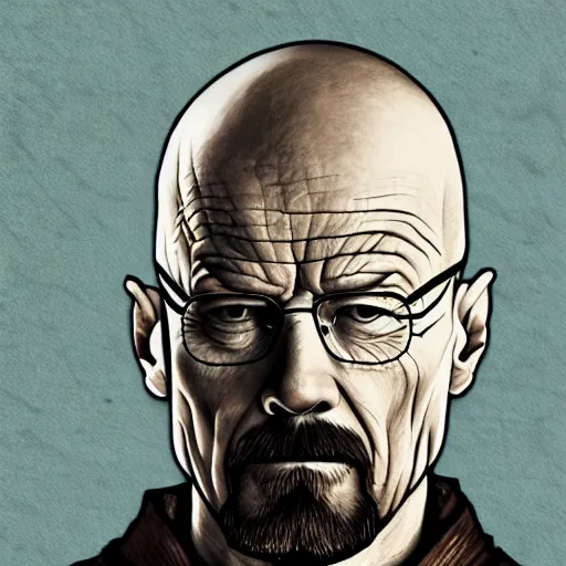 Image similar to walter white from breaking bad wearing samurai armor in feudal japan, 4 k, hyper realistic, ink block painting