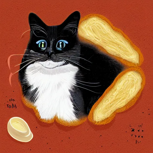 Image similar to a cat mixed with a bread, digital artwork