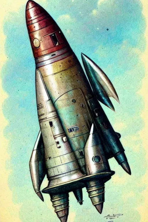 Image similar to (((((1950s rocketship . muted colors.))))) by Jean-Baptiste Monge !!!!!!!!!!!!!!!!!!!!!!!!!!!