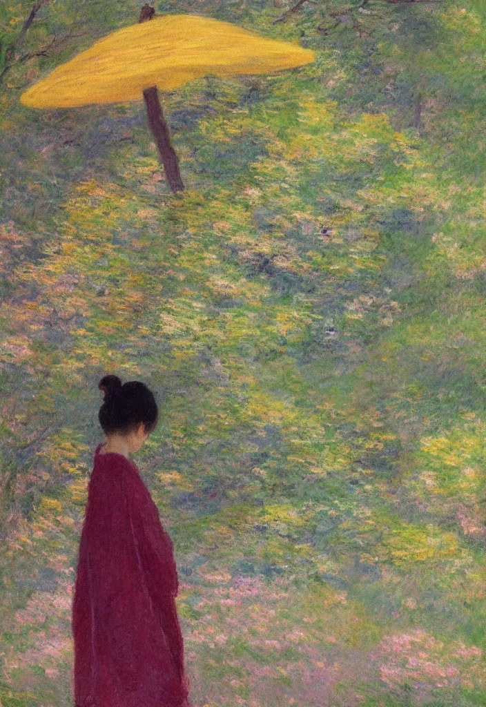 Prompt: tiny character in front of a beautiful japanese inaka landscape, amazing ryokan, lofi vibe, vivide colors, amazing light, really beautiful nature, oil painting, impressionist style, by jeremy lipkin, by claude monet, by ghibli, kandinsky touches, multiple brush strokes, masterpiece