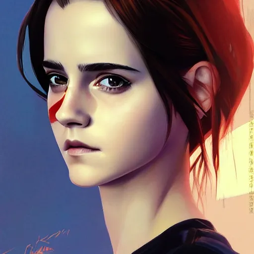 Image similar to emma watson portrait as manga girl, realistic shaded perfect face, fine details. anime. realistic shaded lighting poster by ilya kuvshinov katsuhiro otomo ghost - in - the - shell, magali villeneuve, artgerm, jeremy lipkin and michael garmash and rob rey