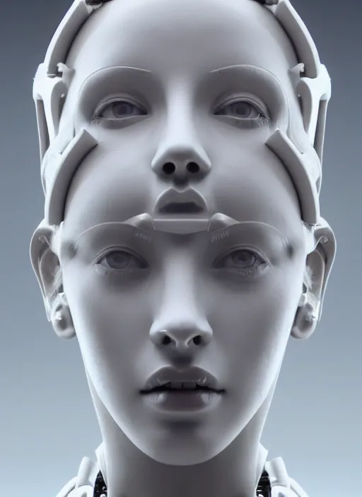 Image similar to a bloody statue made of white marble, of an gorgeous futuristic cybernetic angel girl, prostheses, transhumanism, full body shot, perfect symmetrical body, perfect symmetrical face, hyper realistic, hyper detailed, by quentin tarantino by johannen voss, by michelangelo, octane render, blender, 8 k