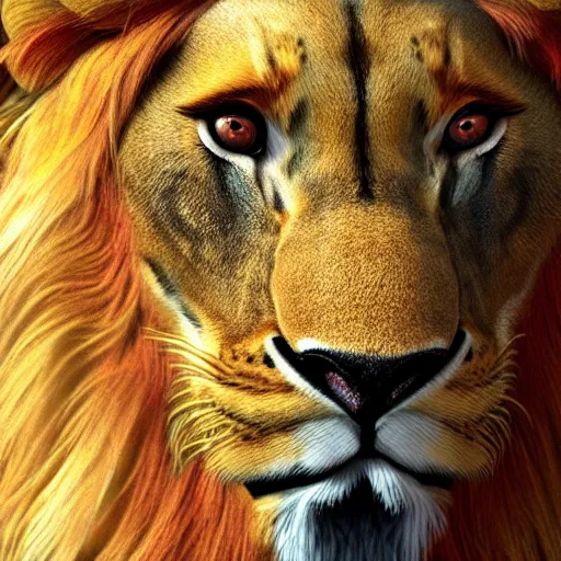 Image similar to animal half lion and half bee, higly detailed, 8 k, photorealistic, art concept, artstation, sharp focus