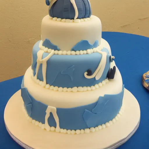 Prompt: a wedding cake for a squid and a whale