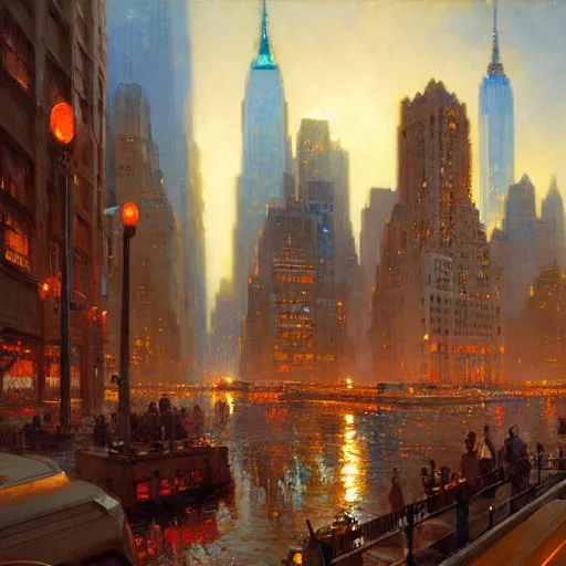 Image similar to city of modern new york. highly detailed painting by gaston bussiere, craig mullins, j. c. leyendecker