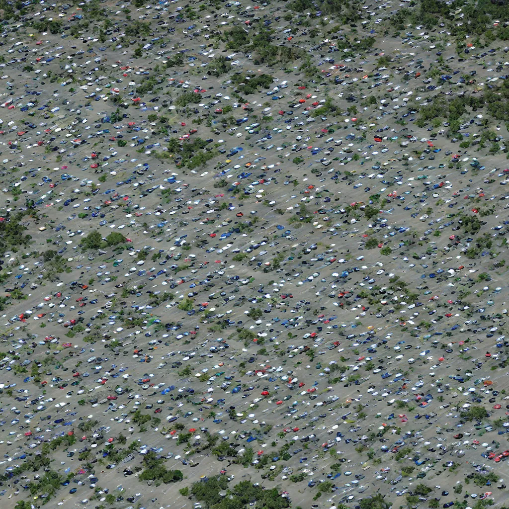 Image similar to google earth view of the biggest parking lot ever