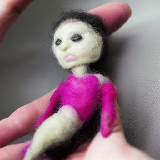 Image similar to photo of a needle - felted burn victim