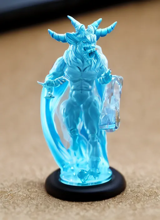 Image similar to 80mm resin detailed miniature of a Demon, crystal body, light blue skin, Product Introduction Photos, 4K, Full body