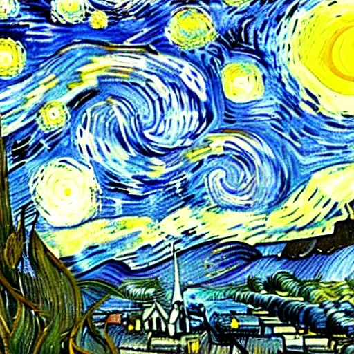 Prompt: the flat earth painted by van gogh