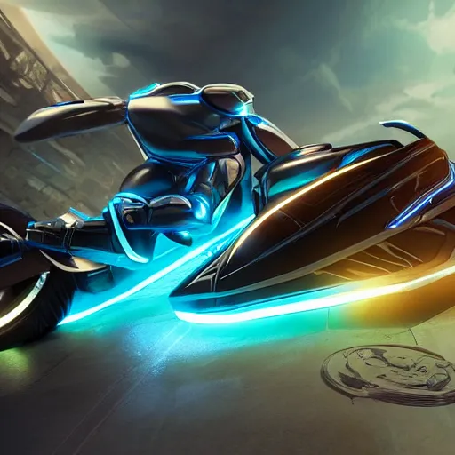 Image similar to tron legacy light cycles racing in game by artgerm and greg rutkowski and alphonse mucha, zaha hadid, an epic fantasy, volumetric light, detailed, octane render, midsommar