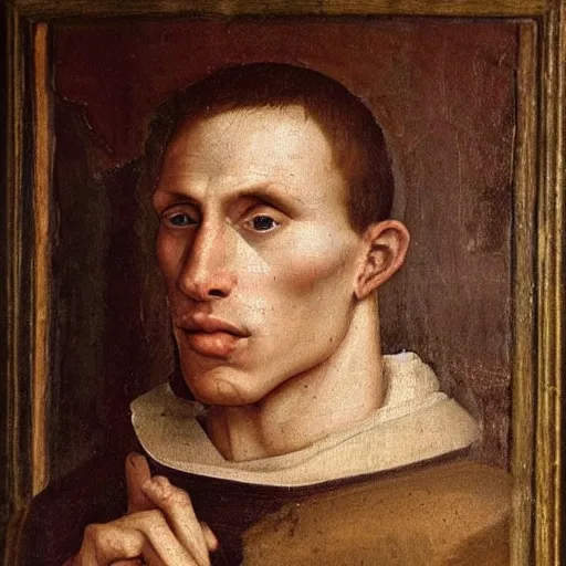 Image similar to A 14th century italian renaissance oil painting of Jerma985, portrait of Jerma985, grainy, realistic, very realistic, hyperrealistic, highly detailed, very detailed, extremely detailed, very neat, very epic, very cool, detailed, trending on artstation