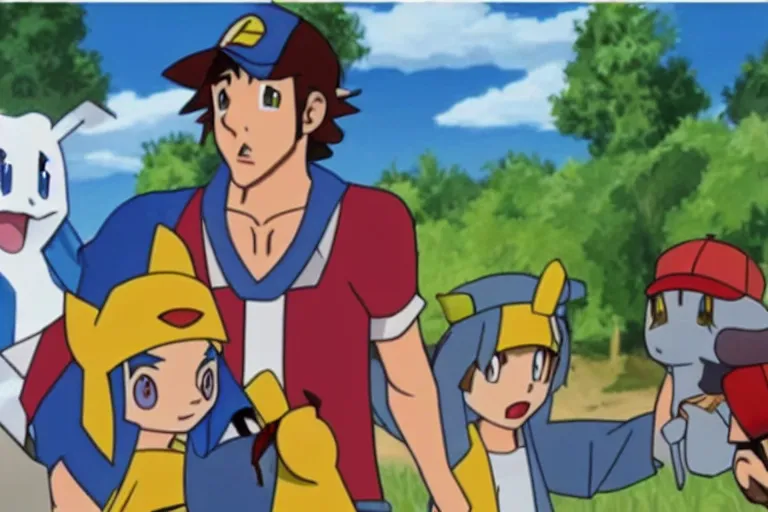 Prompt: “ a still of jesus as ash ketchum ’ s pokemon in the pokemon animated series ”