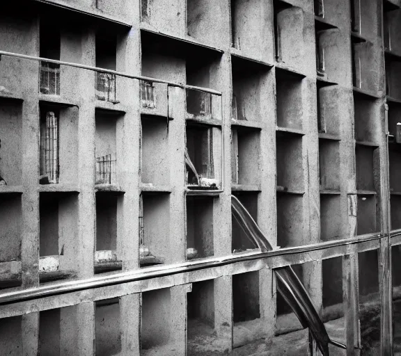 Image similar to Joachim Brohm photo of 'avengers thanos laughing behind jail bars', high contrast, high exposure photo, monochrome, DLSR, grainy