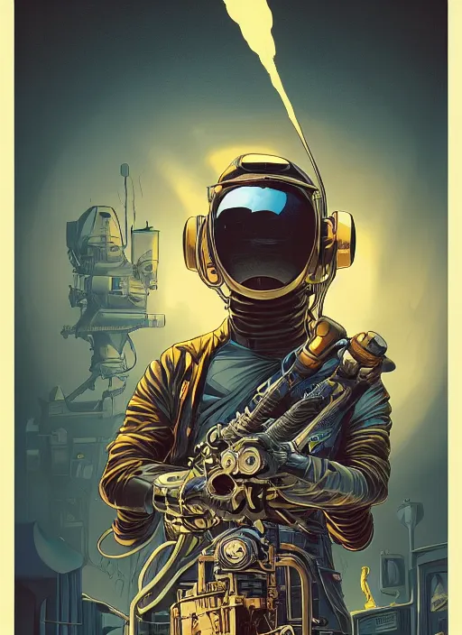 Image similar to a photorealistic dramatic hyperrealistic full frame render of a beautiful eerie comic style character rocketeer by joe fenton, dan mumford, color poster art design, beautiful dynamic dramatic dark moody lighting, shadows, cinematic atmosphere, octane render, 8 k