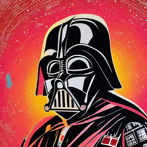 Image similar to Tristan Eaton, maximalism, victo ngai darth vader