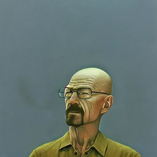 Image similar to walter white as a zdzisław beksinski painting, surreal