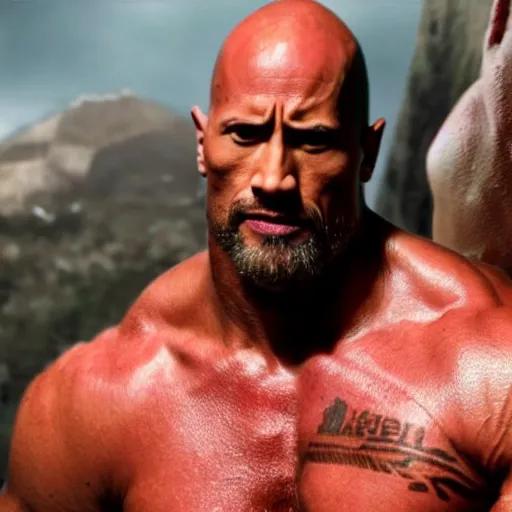 Image similar to dwayne johnson as kratos 4 k detailed