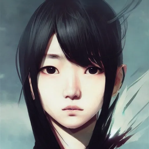 Prompt: portrait of a korean schoolgirl with long hair and bangs, angular features, an angry expression, dramatic lighting, anime illustration by Greg rutkowski, yoji shinkawa, 4k, digital art, concept art, trending on artstation, アニメ, featured on pixiv