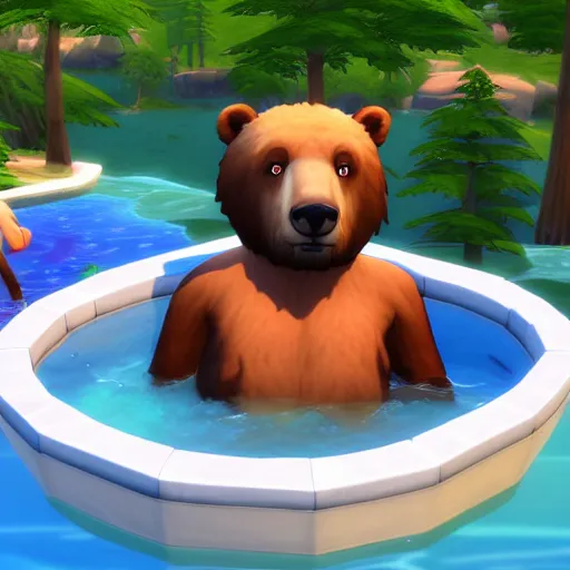 Image similar to a bear in jacuzzi, the sims 4