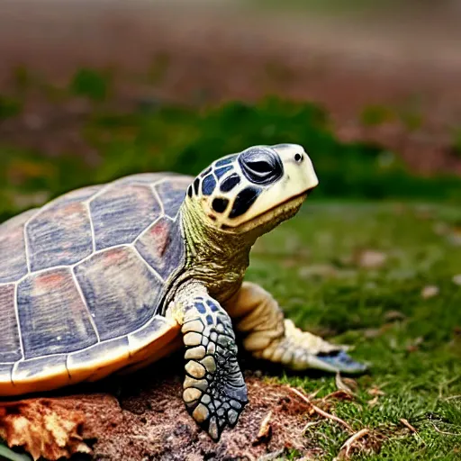 Image similar to a picture of a cute turtle, he is happy