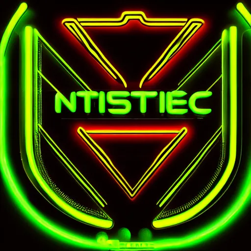 Prompt: scifi neon logo for a music producer, digital 3 d, black background, trending on artstation