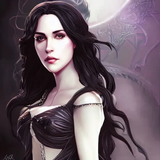 Image similar to yennefer, beautiful face, rule of thirds, intricate outfit, by artgerm