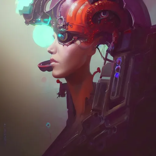 Image similar to a portrait of a nubile cybernetic duchess of hell, cyberpunk concept art by pete mohrbacher and wlop and artgerm and josan gonzales and jean claude meziere and syd mead and moebius, trending on artstation, unreal engine, highly detailed, intricate, sharp focus, digital art, 8 k