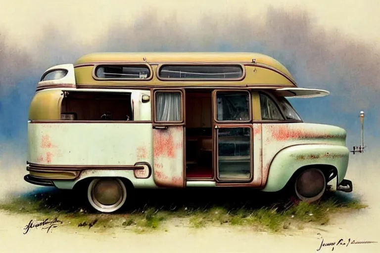 Image similar to ( ( ( ( ( 1 9 5 0 s retro rv ratrod camper. muted colors. ) ) ) ) ) by jean - baptiste monge!!!!!!!!!!!!!!!!!!!!!!!!!!!!!!