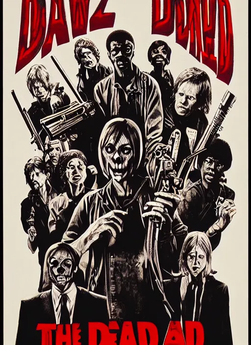 Image similar to Dawn of the Dead (1978) poster, Highly detailed, centered, concept art, smooth, sharp focus, illustration, Wes Wilson, Bonnie MacLean, Stanley Mouse, Alton Kelley, Greg Irons, Lee Conklin