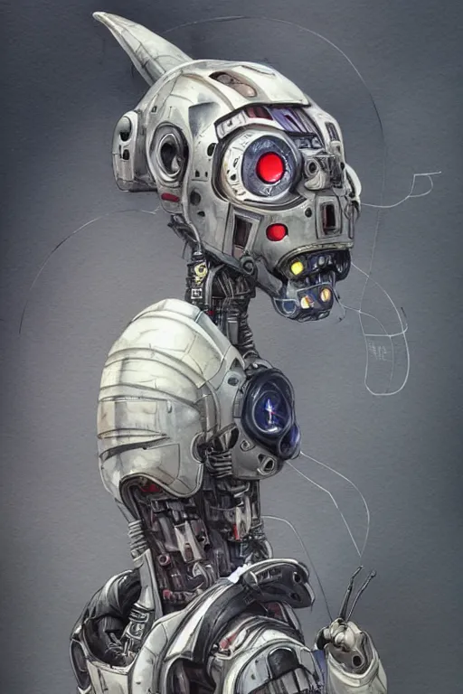 Image similar to watercolor painting of a robotic cyborg cybernetic rat!!, full - body portrait, sci - fi, futuristic, highly detailed, hd, concept art, trending on artstation