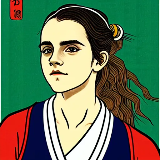 Prompt: portrait of teen emma watson in an nba boston celtics basketball uniform, ukiyo - e art by hokusai, global illumination, radiant light, detailed and intricate environment