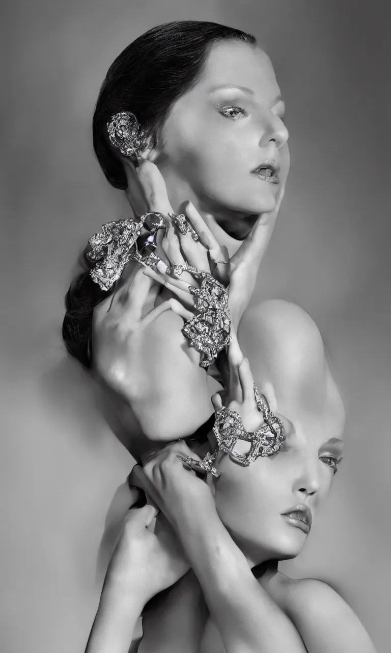 Prompt: diamond woman, hyper-realist photo publicity image for christian Dior