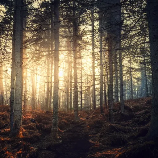 Image similar to bright nordic forest, sparkling spirits, detailed wide shot, wireframe, ground detailed, wet eyes reflecting into eyes reflecting into infinity, beautiful lighting