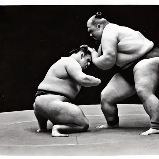 Prompt: sumo wrestling match between count orlok and bela lugosi