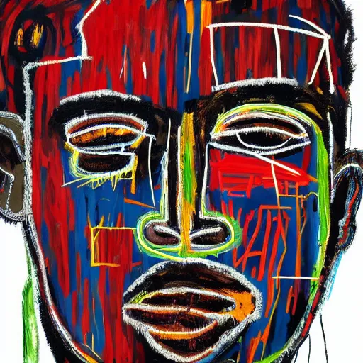 Image similar to A extremely highly detailed majestic hi-res beautiful immaculate head and shoulders painting of a strong black african man by Jean-Michel Basquiat, 8k, high textures, hyper sharp, insanely detailed and intricate, super detailed, 4k HDR high quality