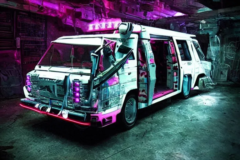 Image similar to cyberpunk version of the 8 0 s a - team van )