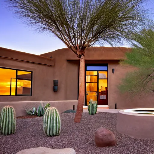 Prompt: modern arizona home, exterior, adobe style