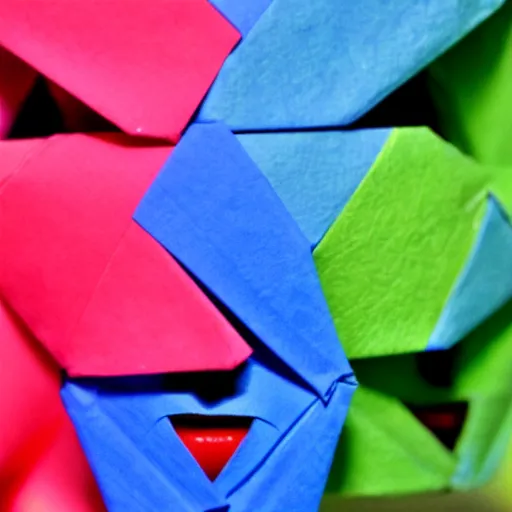 Image similar to human face in origami!!, ( colorful ) macro photo 5 dmk 2, bokeh